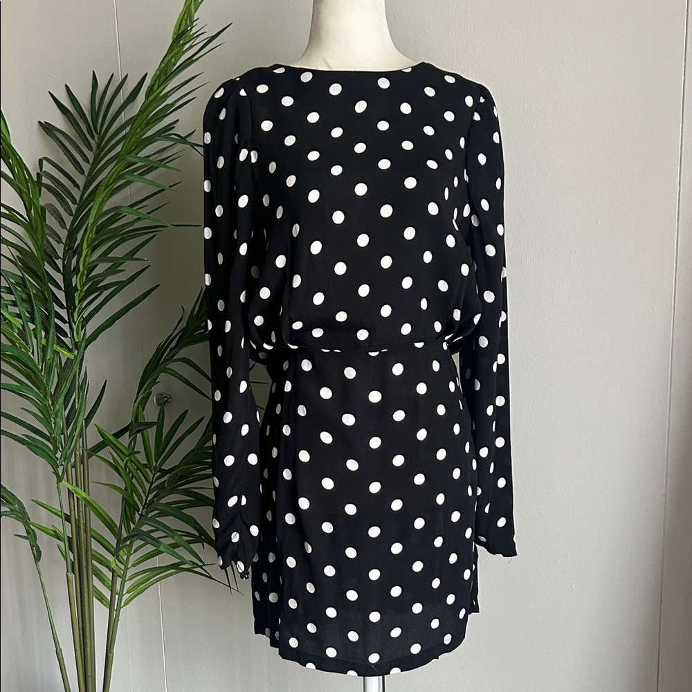 H&M Black Dress with White Polka Dots